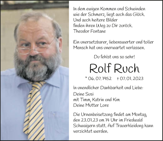 Traueranzeige von Rolf Ruch von GESAMT