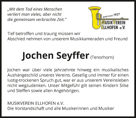 Traueranzeige von Jochen Seyffer von GESAMT