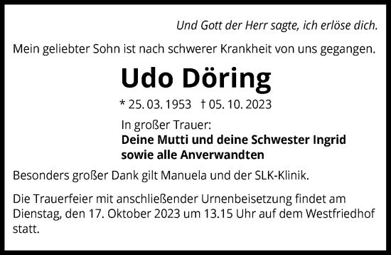 Traueranzeige von Udo Döring von GESAMT