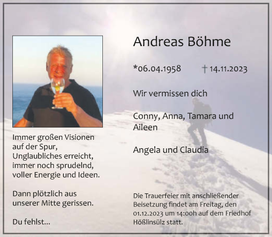 Traueranzeige von Andreas Böhme von GESAMT