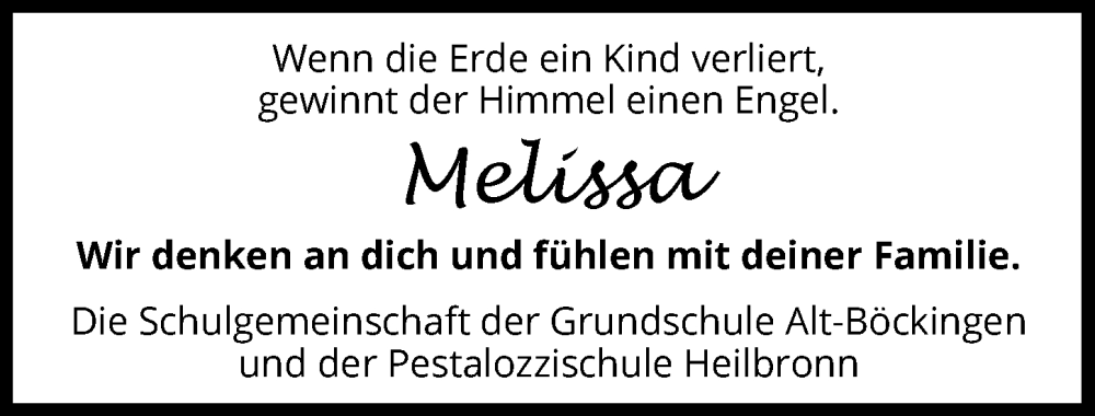  Traueranzeige für Melissa Bundschuh vom 25.02.2023 aus GESAMT