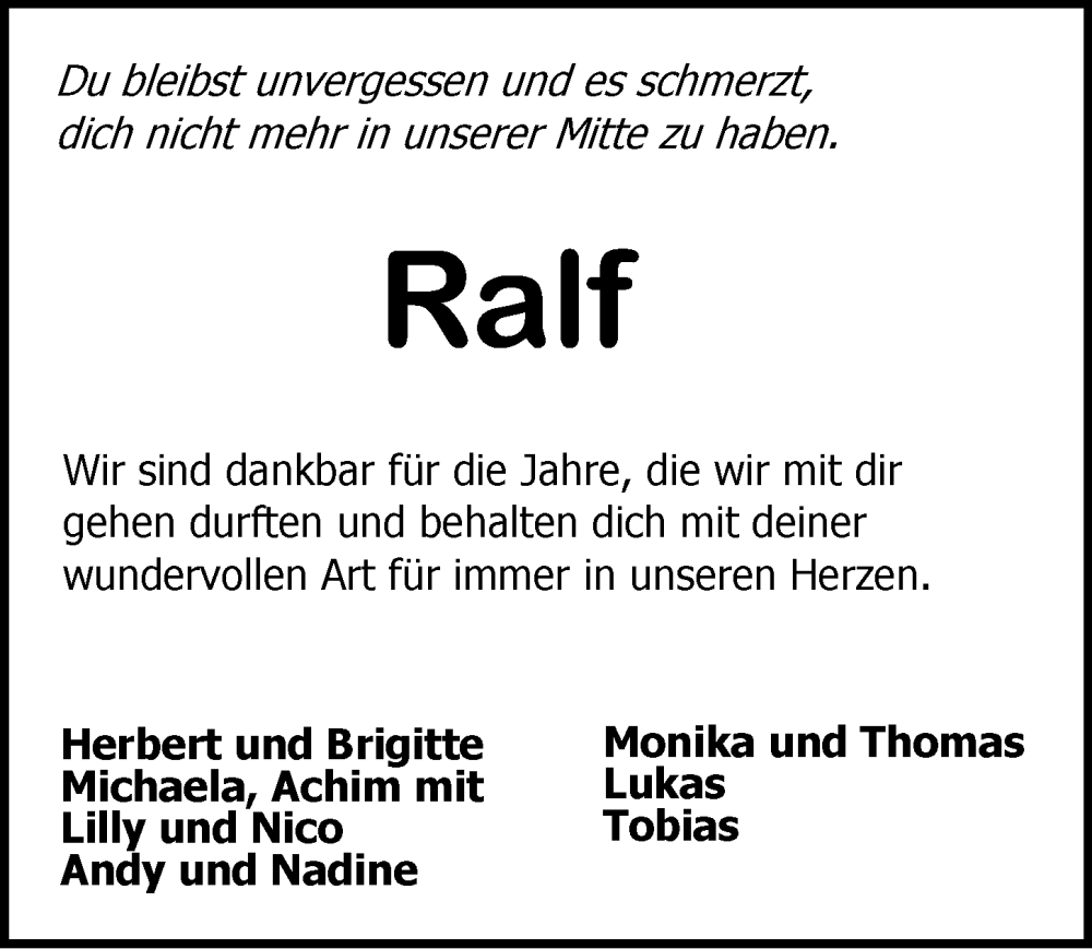  Traueranzeige für Ralf Merkle vom 04.05.2023 aus GESAMT