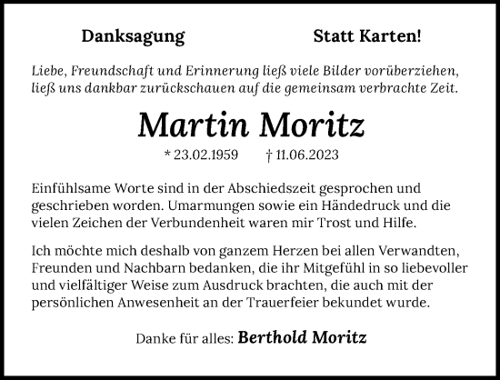 Traueranzeige von Martin Moritz von GESAMT