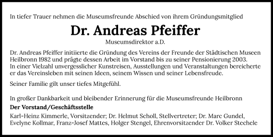 Traueranzeige von Andreas Pfeiffer von GESAMT