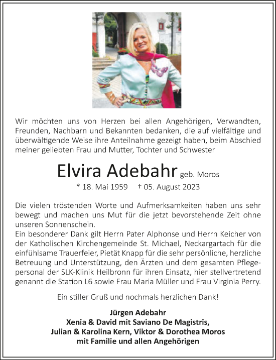 Traueranzeige von Elvira Adebahr von GESAMT