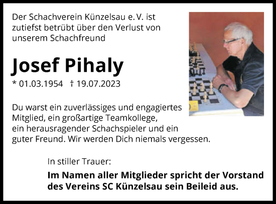 Traueranzeige von Josef Pihaly von GESAMT