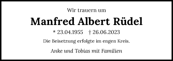 Traueranzeige von Manfred Albert Rüdel von GESAMT