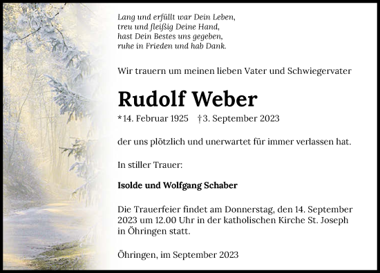 Traueranzeige von Rudolf Weber von GESAMT