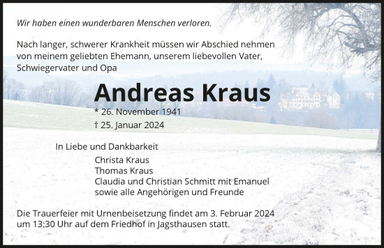 Traueranzeige von Andreas Kraus von GESAMT