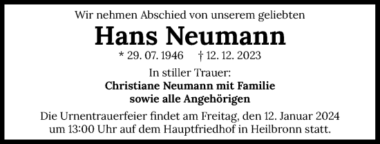 Traueranzeige von Hans Neumann von GESAMT