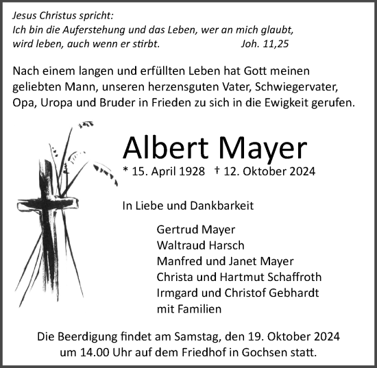 Traueranzeige von Albert Mayer von GESAMT