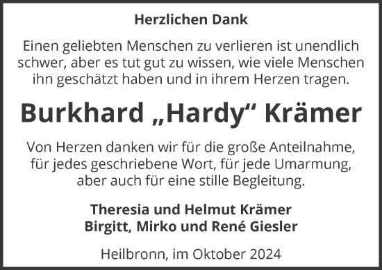 Traueranzeige von Burkhard Krämer von GESAMT