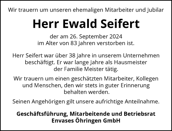 Traueranzeige von Ewald Seifert von GESAMT