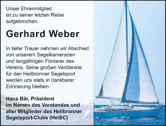 Traueranzeige von Gerhard Weber von GESAMT