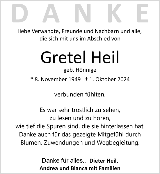 Traueranzeige von Gretel Heil von GESAMT