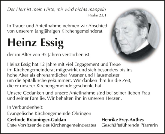 Traueranzeige von Heinz Essig von GESAMT