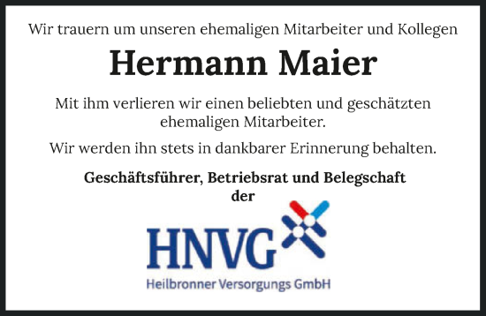 Traueranzeige von Hermann Maier von GESAMT