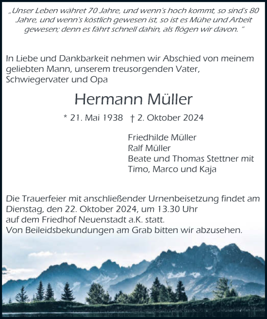 Traueranzeige von Hermann Müller von GESAMT