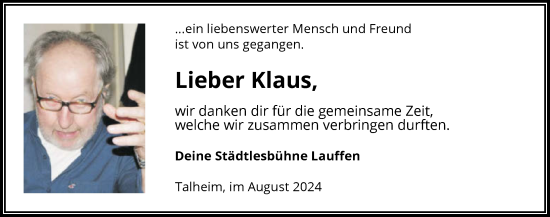 Traueranzeige von Klaus  von GESAMT