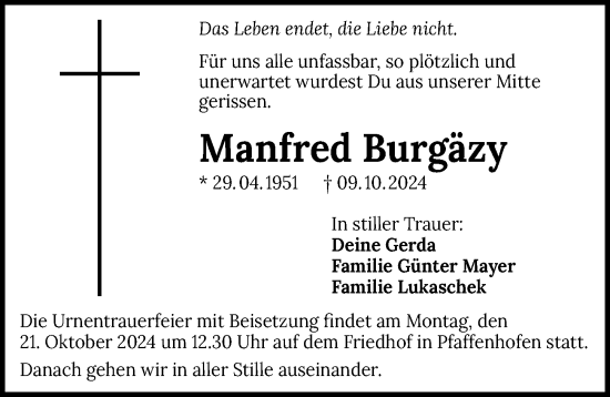 Traueranzeige von Manfred Burgäzy von GESAMT