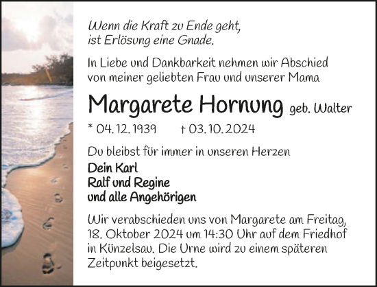 Traueranzeige von Margarete Hornung von GESAMT