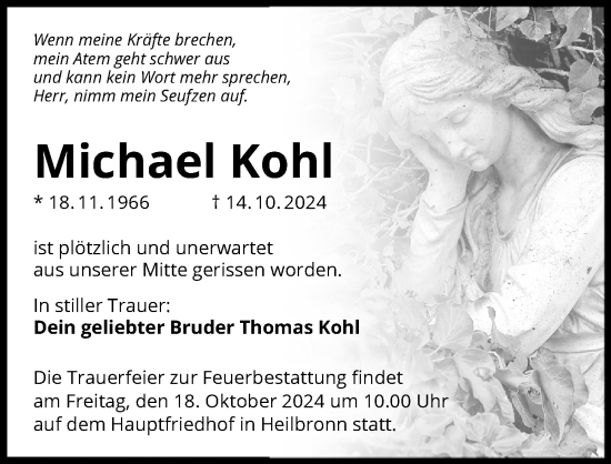 Traueranzeige von Michael Kohl von GESAMT