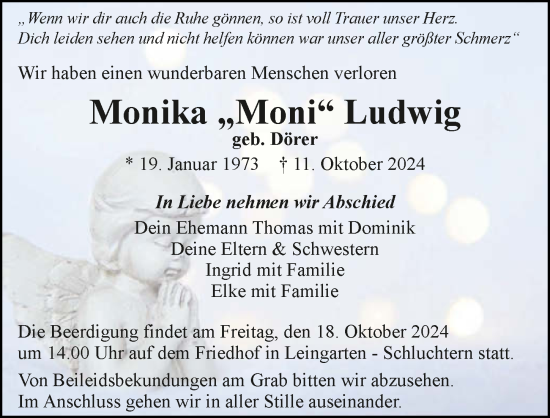 Traueranzeige von Monika Ludwig von GESAMT