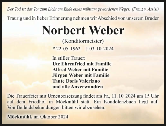 Traueranzeige von Norbert Weber von GESAMT