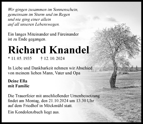 Traueranzeige von Richard Knandel von GESAMT