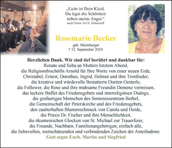 Traueranzeige von Rosemarie Becker von GESAMT