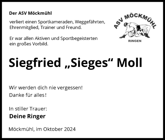 Traueranzeige von Siegfried Moll von GESAMT