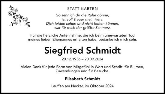 Traueranzeige von Siegfried Schmidt von GESAMT