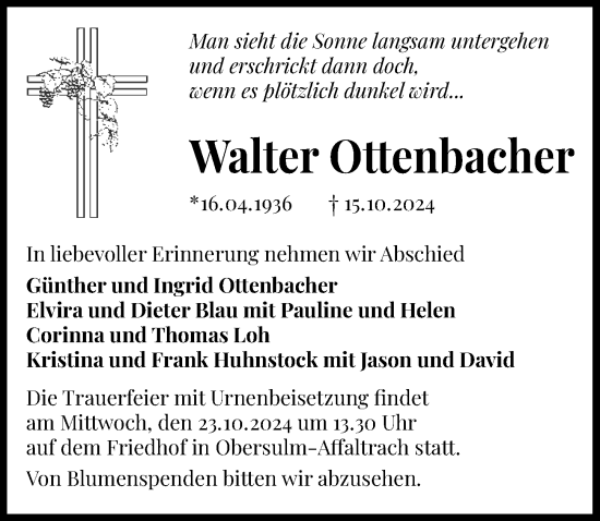 Traueranzeige von Walter Ottenbacher von GESAMT