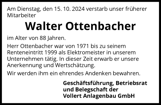 Traueranzeige von Walter Ottenbacher von GESAMT