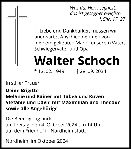 Traueranzeige von Walter Schoch von GESAMT