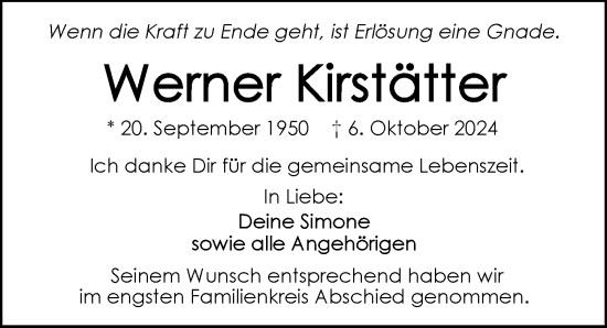 Traueranzeige von Werner Kirstätter von GESAMT