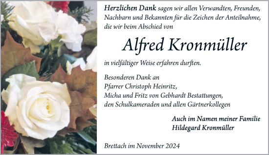 Traueranzeige von Alfred Kronmüller von GESAMT