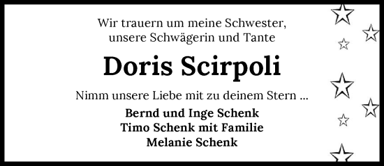 Traueranzeige von Doris Scirpoli von GESAMT