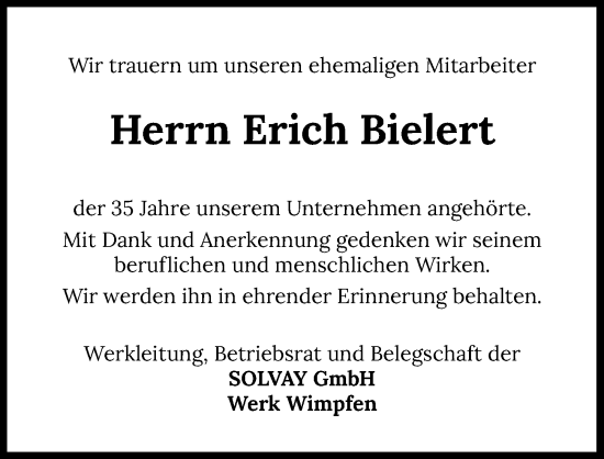 Traueranzeige von Erich Bielert von GESAMT