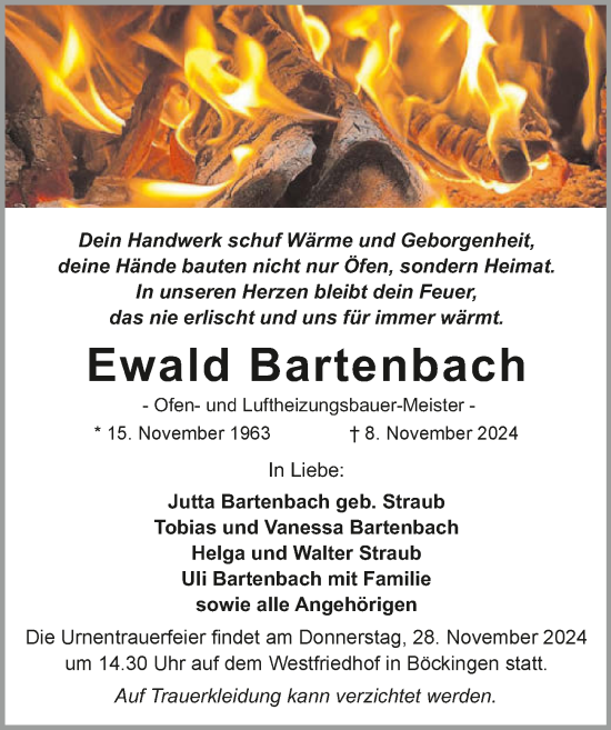 Traueranzeige von Ewald Bartenbach von GESAMT