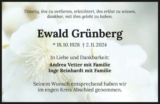 Traueranzeige von Ewald Grünberg von GESAMT