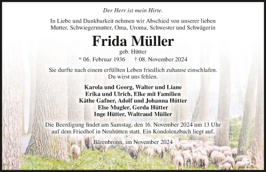 Traueranzeige von Frida Müller von GESAMT