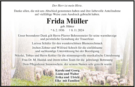 Traueranzeige von Frida Müller von GESAMT