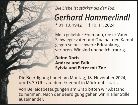 Traueranzeige von Gerhard Hammerlindl von GESAMT