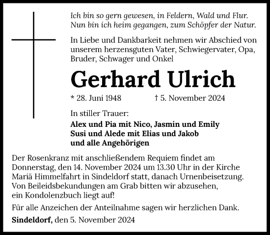 Traueranzeige von Gerhard Ulrich von GESAMT