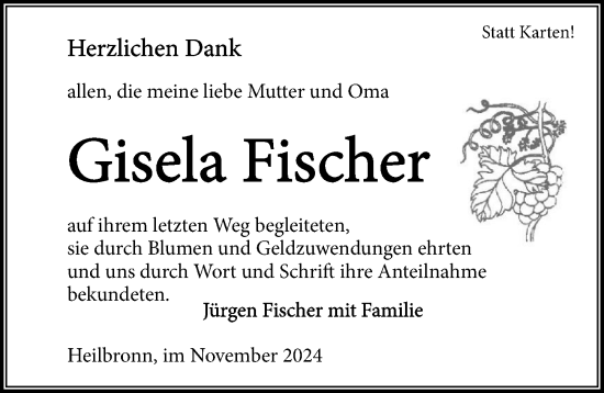 Traueranzeige von Gisela Fischer von GESAMT