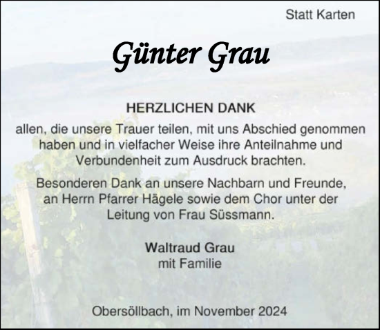 Traueranzeige von Günter Grau von GESAMT