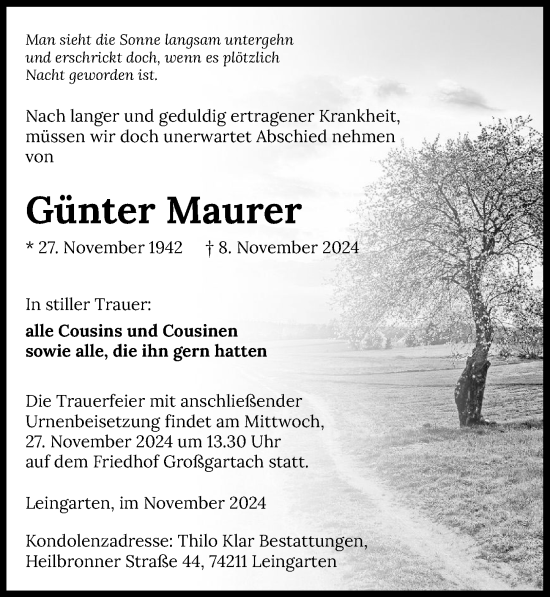 Traueranzeige von Günter Maurer von GESAMT