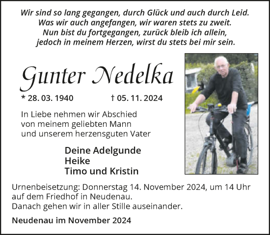 Traueranzeige von Gunter Nedelka von GESAMT