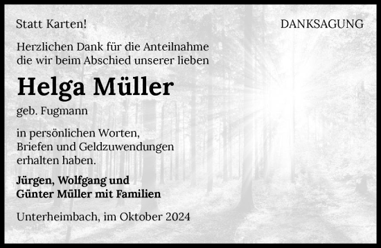 Traueranzeige von Helga Müller von GESAMT